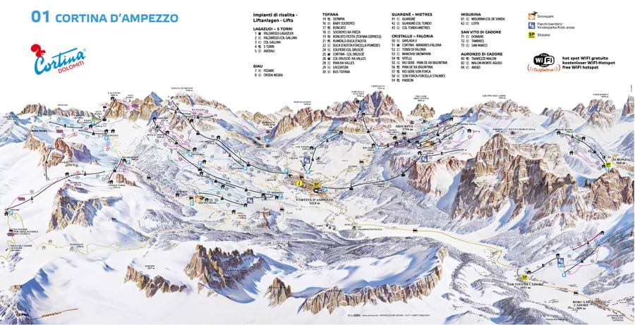 Map Of Cortina d'Ampezzo Ski Resorts