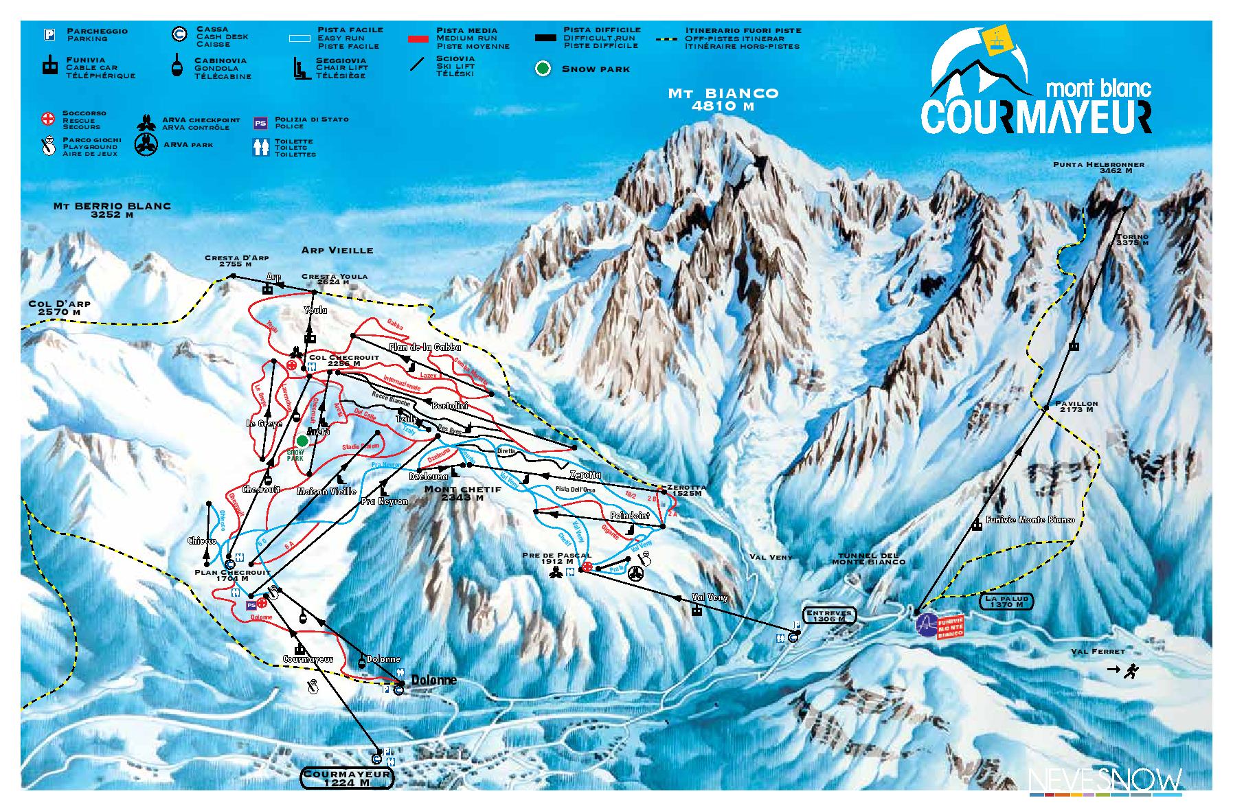 Pistes Map of Courmayeur