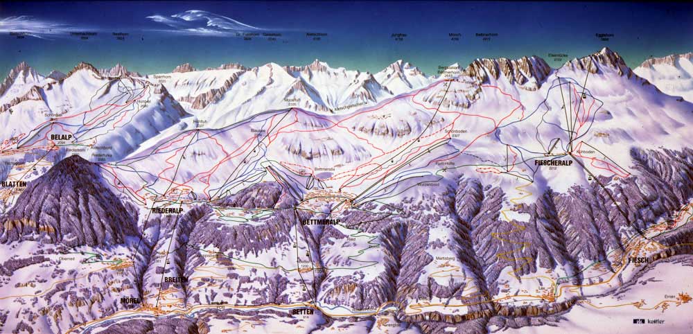 Fiesch - Eggishorn - Aletsch piste map