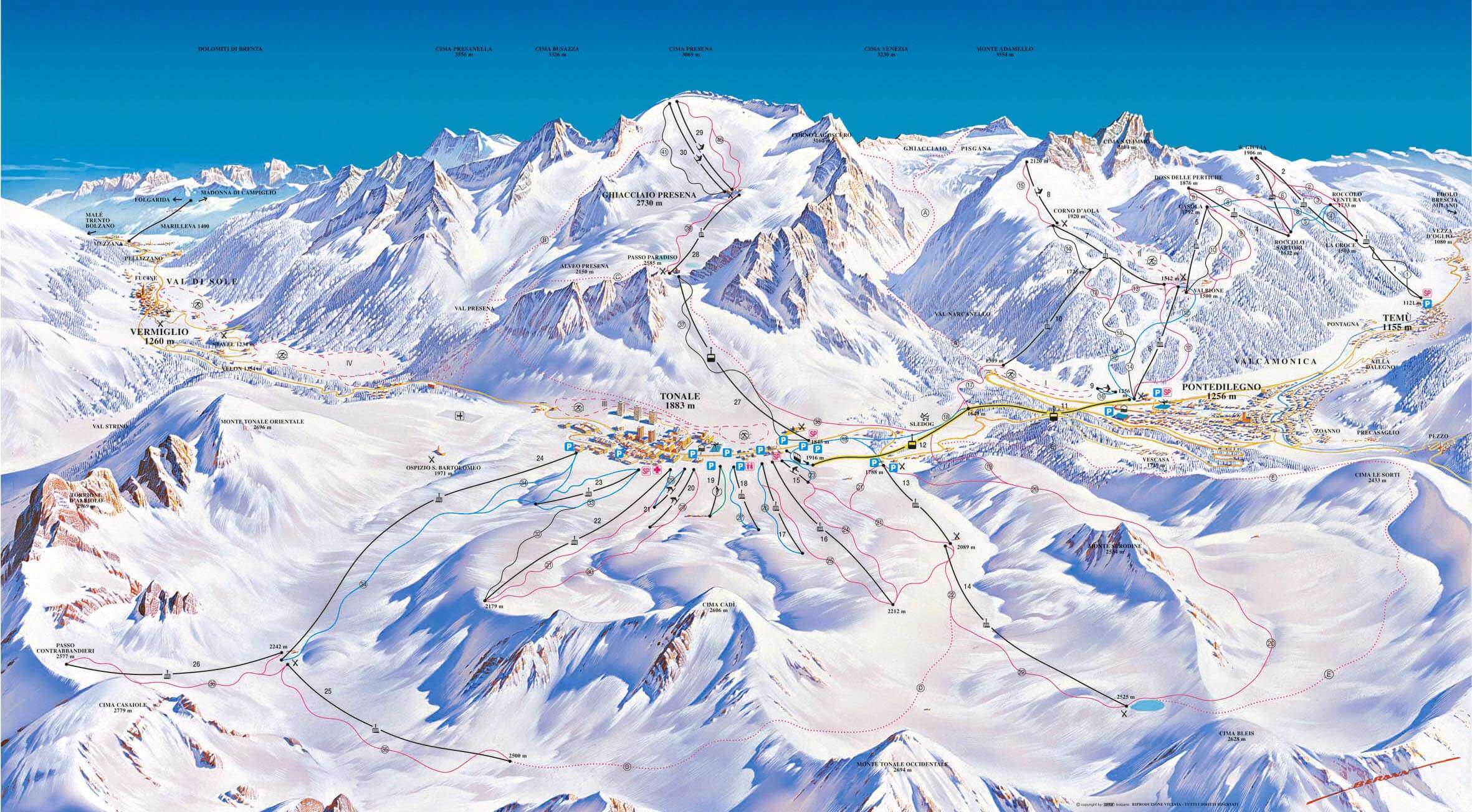 Pistes Map of Passo Tonale