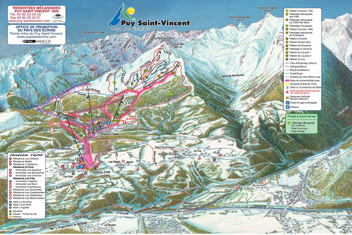 Puy Saint-Vincent Piste Map