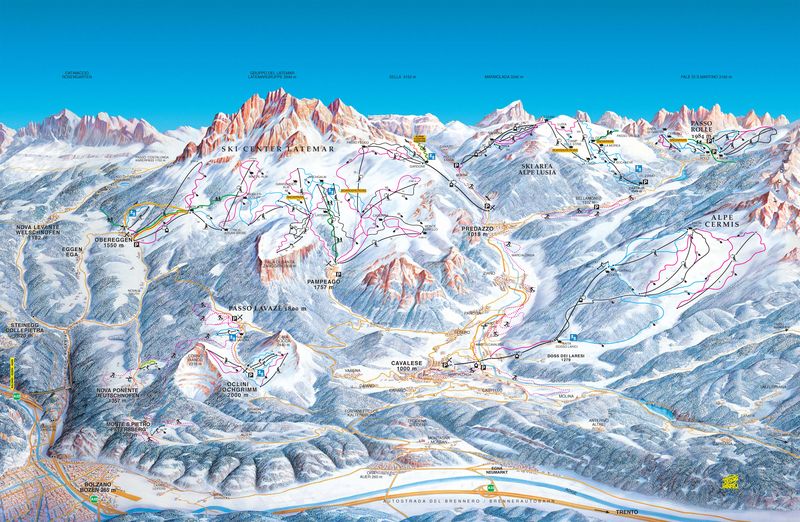 Pistes Map of Valdi Fiemme-Obereggen