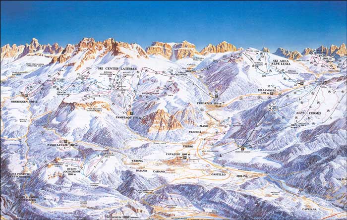 Pistes Map Of Alpe Cermis-Cavalese