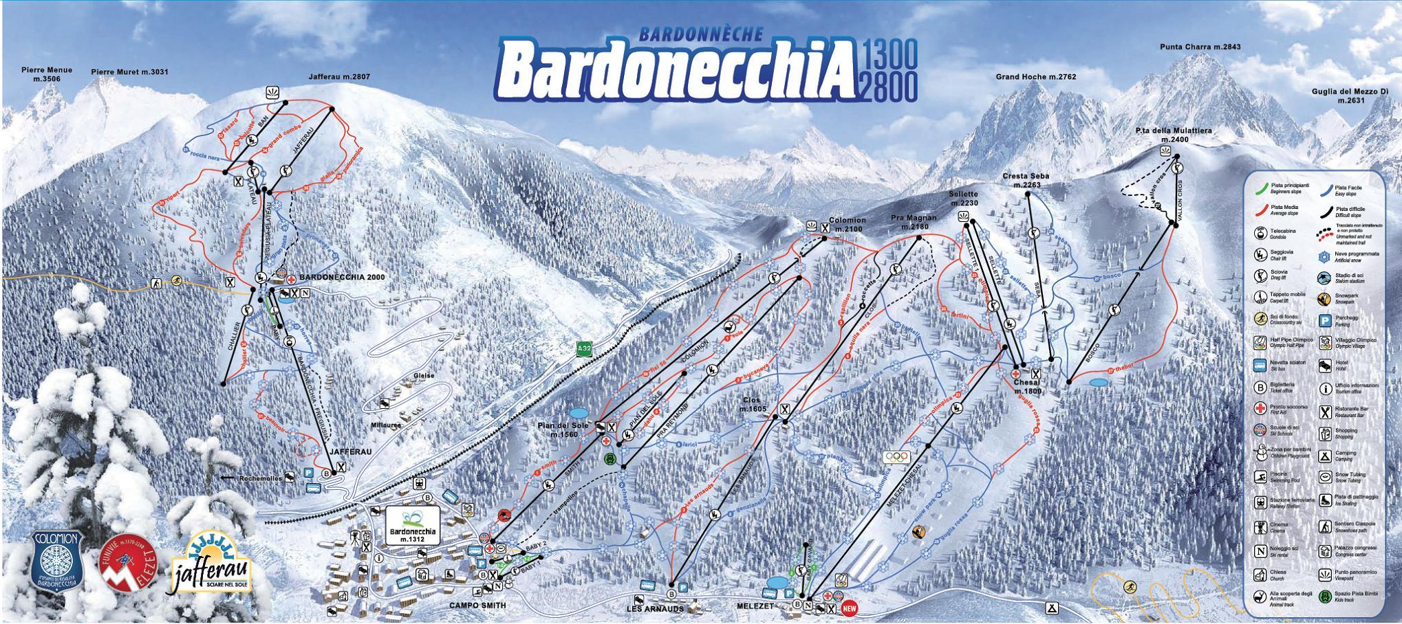 Pistes Map Of Bardonecchia
