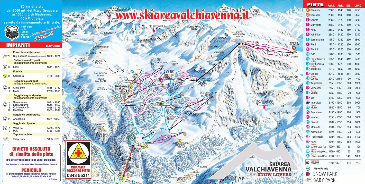 Pistes Map of Valchiavenna